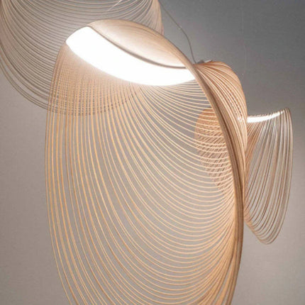 Suspension nid d'oiseau japonaise en bambou, éclairage moderne pour salon et chambre