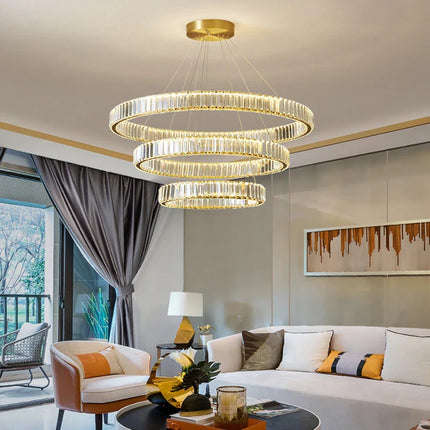 Suspension LED en cristal de luxe dimmable, lustre moderne pour salon et villa