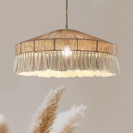 Suspension Wabi Sabi en rotin tressé à la main, lumière chaleureuse pour salon et chambre