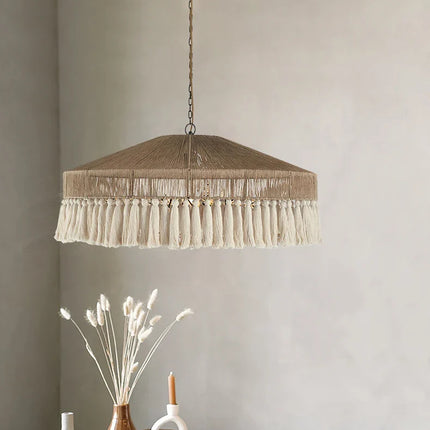 Suspension Wabi Sabi en rotin tressé à la main, lumière chaleureuse pour salon et chambre