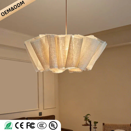 Suspension Wabi Sabi en tissu tricoté main LED pour salon et restaurant