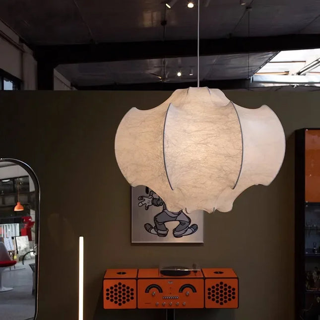 Suspension Wabi Sabi en Soie Japonaise, Luminaire d’Ambiance pour Salon et Chambre