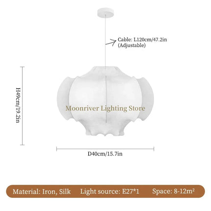 Suspension Wabi Sabi en Soie Japonaise, Luminaire d’Ambiance pour Salon et Chambre