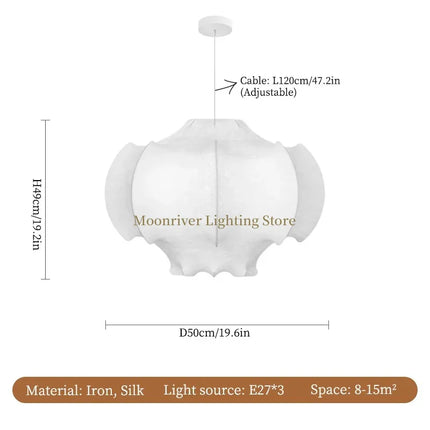 Suspension Wabi Sabi en Soie Japonaise, Luminaire d’Ambiance pour Salon et Chambre