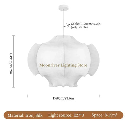 Suspension Wabi Sabi en Soie Japonaise, Luminaire d’Ambiance pour Salon et Chambre