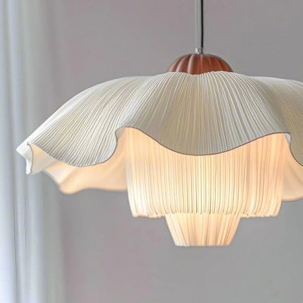 Suspension nordique en tissu crème, forme pétale, lumière chaleureuse pour salle à manger et restaurant