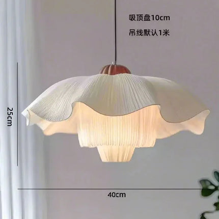 Suspension nordique en tissu crème, forme pétale, lumière chaleureuse pour salle à manger et restaurant