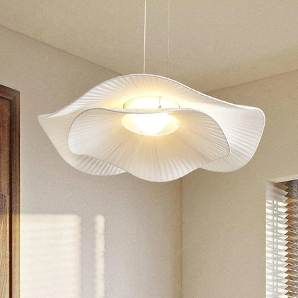 Suspension Wabi Sabi Lotus en tissu blanc, éclairage nordique pour salon et salle à manger
