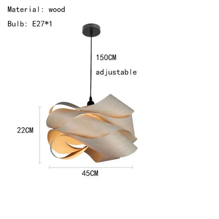 Suspension LED en Bois Style Asie du Sud-Est, Lumière Chaude Ambiance Cosy