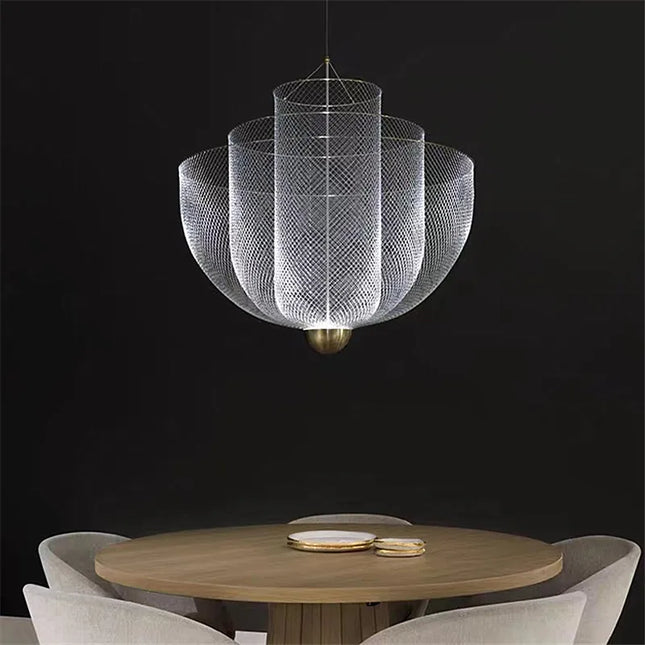 Suspension Meshmatics LED en Métal Cage à Oiseaux Dorée et Argentée Dimmable