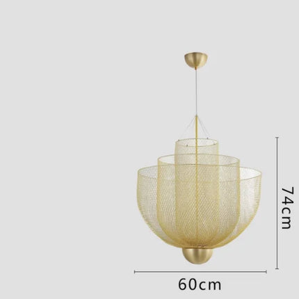 Suspension Meshmatics LED en Métal Cage à Oiseaux Dorée et Argentée Dimmable