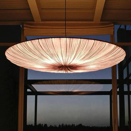 Suspension Japonaise Wabi Sabi en tissu LED pour salon et chambre nordique