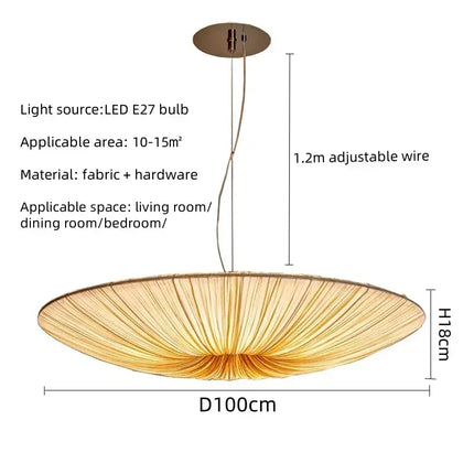 Suspension Japonaise Wabi Sabi en tissu LED pour salon et chambre nordique