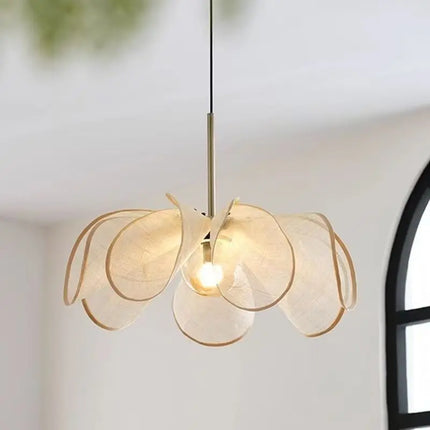 Suspension LED tissu blanc style moderne pour salon et restaurant
