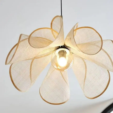 Suspension LED tissu blanc style moderne pour salon et restaurant