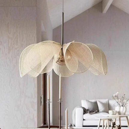 Suspension LED tissu blanc style moderne pour salon et restaurant