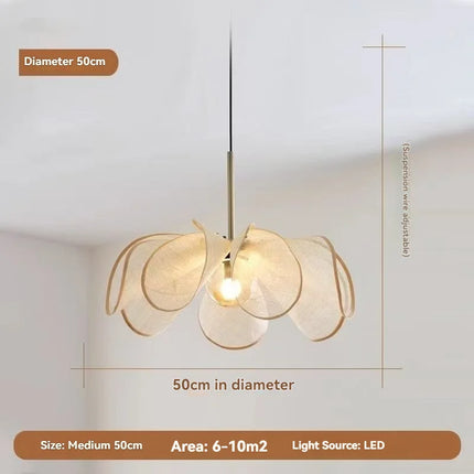 Suspension LED tissu blanc style moderne pour salon et restaurant