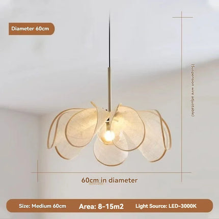 Suspension LED tissu blanc style moderne pour salon et restaurant