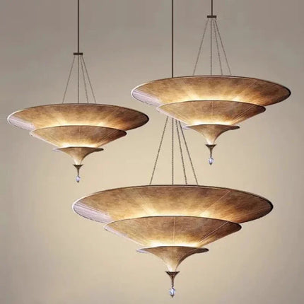 Suspension parapluie thaïlandaise en papier, style Wabi Sabi, lumière chaude pour hôtel et restaurant