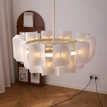 Suspension grand lustre blanc minimaliste Wabi Sabi en acrylique LED pour salon et hall
