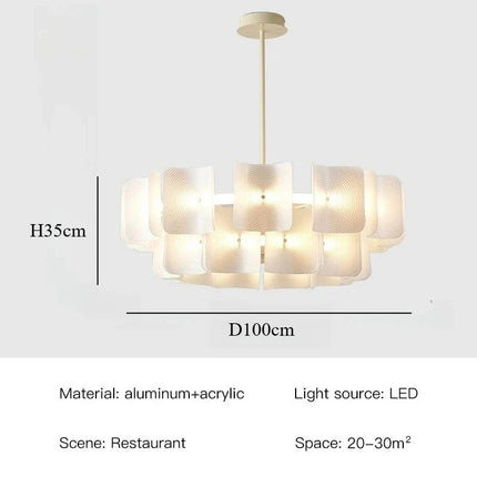 Suspension grand lustre blanc minimaliste Wabi Sabi en acrylique LED pour salon et hall