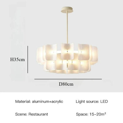 Suspension grand lustre blanc minimaliste Wabi Sabi en acrylique LED pour salon et hall