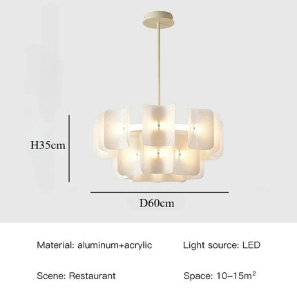 Suspension grand lustre blanc minimaliste Wabi Sabi en acrylique LED pour salon et hall