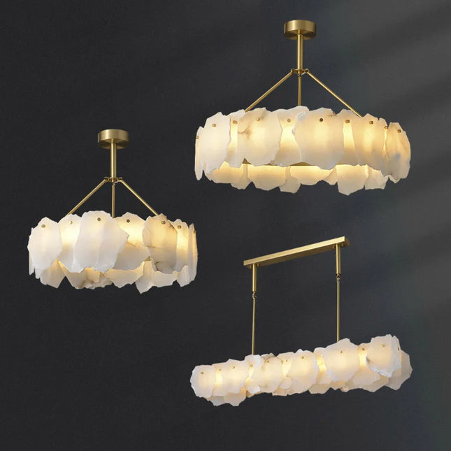 Suspension salon nordique en cuivre poli design minimaliste Villa Hall