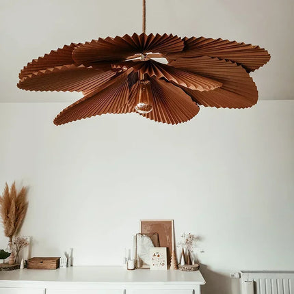 Suspension Lotus en papier plié, lampe bohème LED pour salon et bar