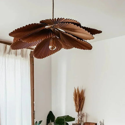 Suspension Lotus en papier plié, lampe bohème LED pour salon et bar