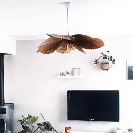 Suspension Lotus en papier plié, lampe bohème LED pour salon et bar