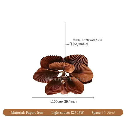 Suspension Lotus en papier plié, lampe bohème LED pour salon et bar