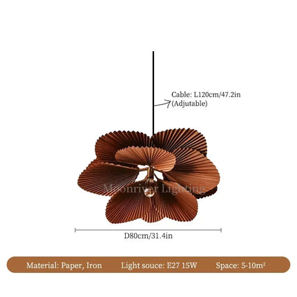 Suspension Lotus en papier plié, lampe bohème LED pour salon et bar