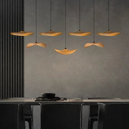 Suspension japonaise Lotus Wabi Sabi en bois massif, lumière chaude pour escalier design duplex