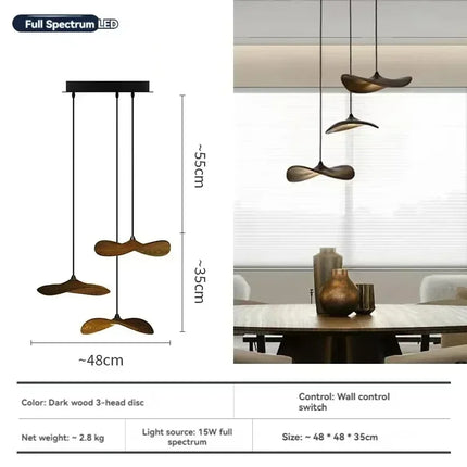 Suspension japonaise Lotus Wabi Sabi en bois massif, lumière chaude pour escalier design duplex