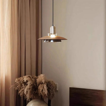Suspension moderne en métal Grain de bois pour intérieur lumineux