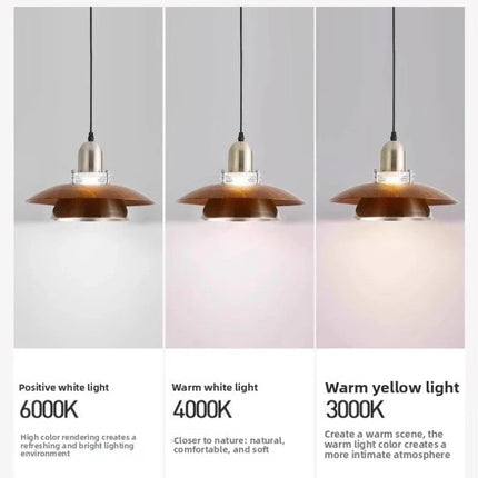 Suspension moderne en métal Grain de bois pour intérieur lumineux
