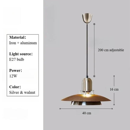 Suspension moderne en métal Grain de bois pour intérieur lumineux