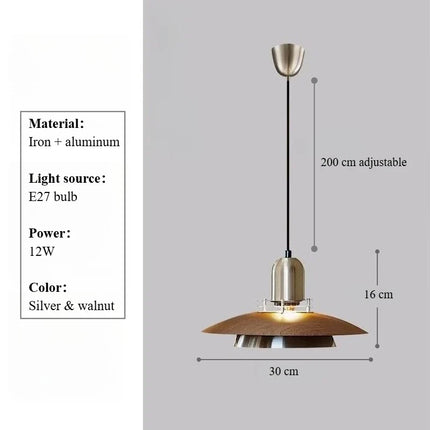 Suspension moderne en métal Grain de bois pour intérieur lumineux