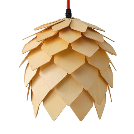 Suspension LED en Bois Forme Pomme de Pin Design Nordique Moderne
