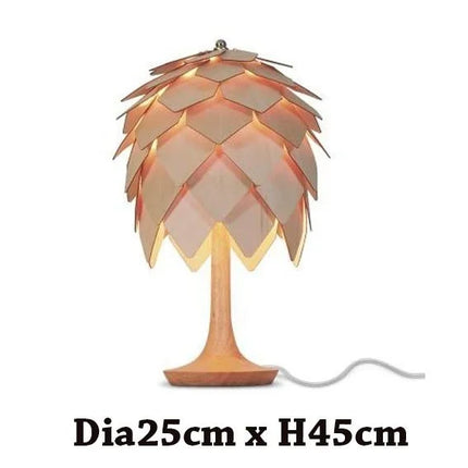 Suspension LED en Bois Forme Pomme de Pin Design Nordique Moderne