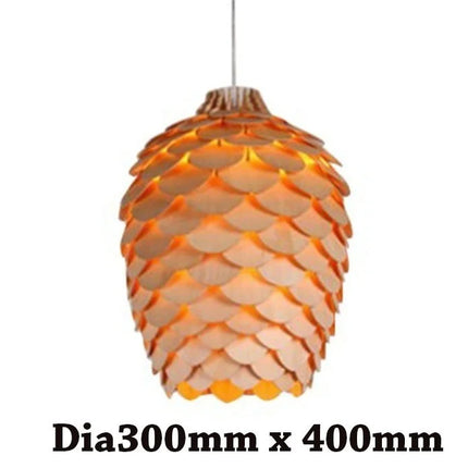 Suspension LED en Bois Forme Pomme de Pin Design Nordique Moderne