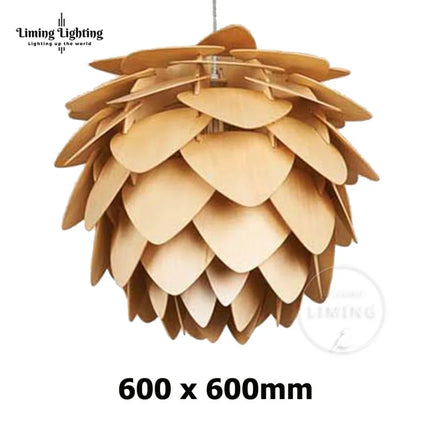 Suspension LED en Bois Forme Pomme de Pin Design Nordique Moderne