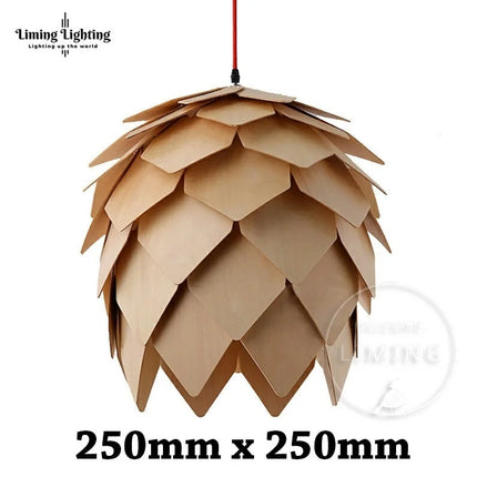 Suspension LED en Bois Forme Pomme de Pin Design Nordique Moderne