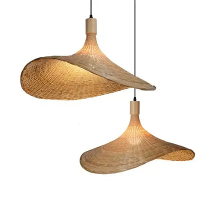 Suspension japonaise en bambou rotin JOYINLED pour salon de thé, lumière LED chaleureuse, Ø30 cm