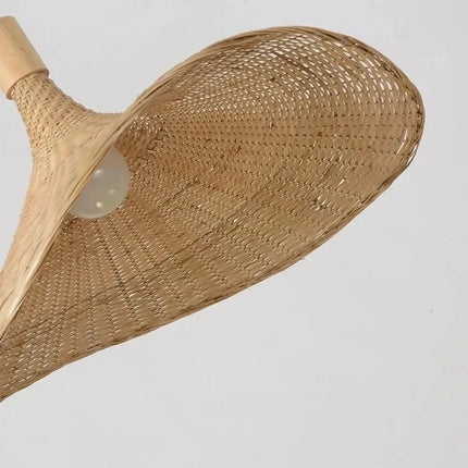 Suspension japonaise en bambou rotin JOYINLED pour salon de thé, lumière LED chaleureuse, Ø30 cm