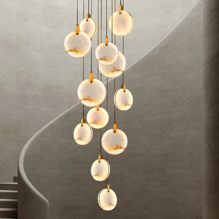 Suspension LED marbre design contemporain pour salon et hall