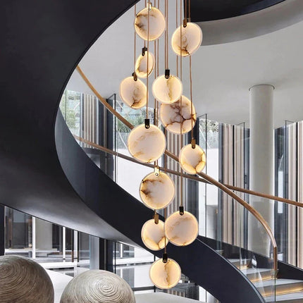 Suspension LED marbre design contemporain pour salon et hall