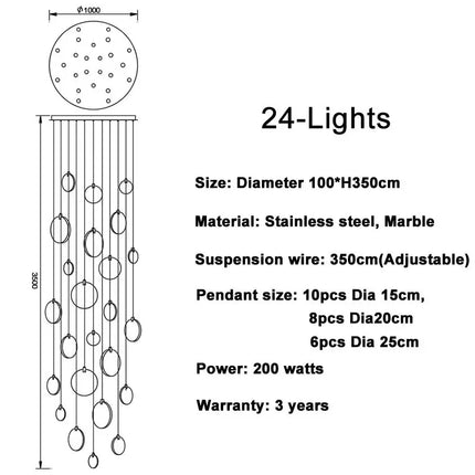 Suspension LED marbre design contemporain pour salon et hall
