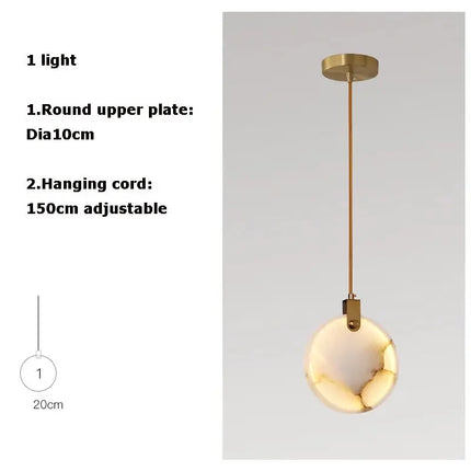 Suspension LED marbre design contemporain pour salon et hall